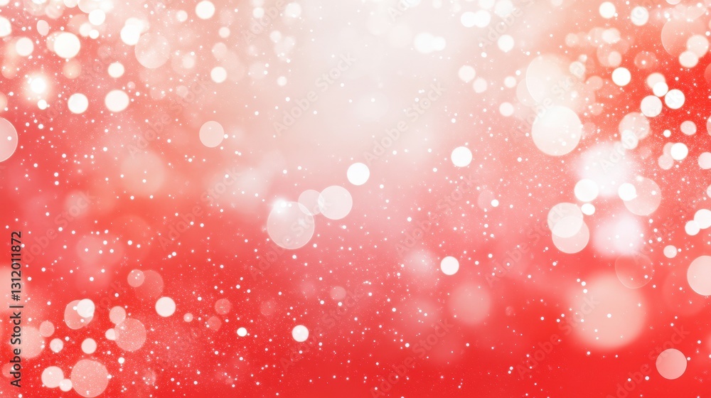 Poster a vibrant red background with soft, blurred white bokeh lights creating a festive and warm atmospher
