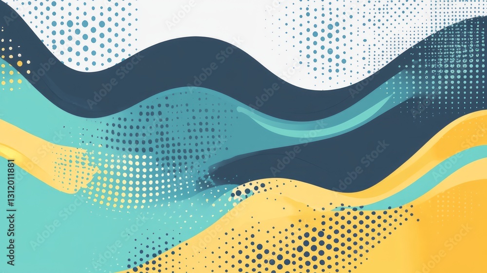 Poster vibrant abstract pop art background featuring dynamic wave pattern with bold colors and fluid motion