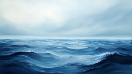 Fototapeta premium Serene Ocean Waves in Soft Blue Tones