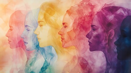 Abstract colorful art watercolor painting depicts an International day