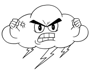 Cloud with Lightning Hand Drawn Illustration