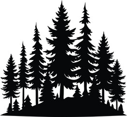 Fototapeta premium Pine Tree Forest Silhouette Vector Design, Fir Trees Silhouettes