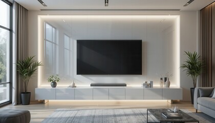 Modern living room design contemporary home interior bright atmosphere wide shot minimalism