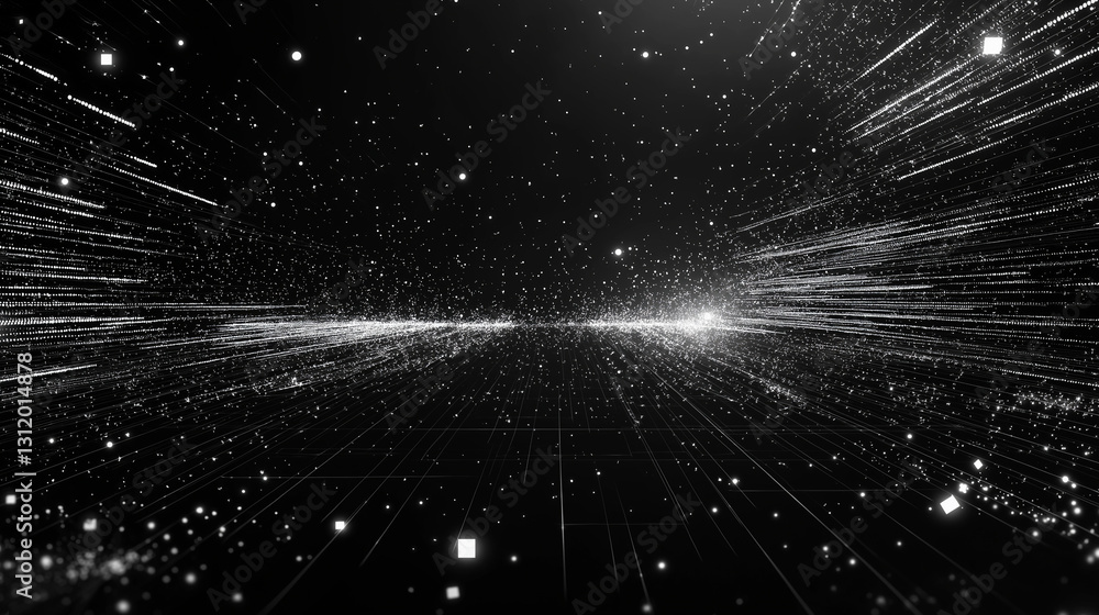 Aufkleber cybernetic journey: digital pathways and a captivating cosmic panorama. exploring the core of techno