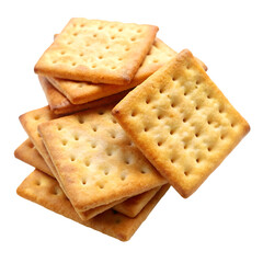 Fototapeta premium Pile of crispy crackers isolated on transparent background