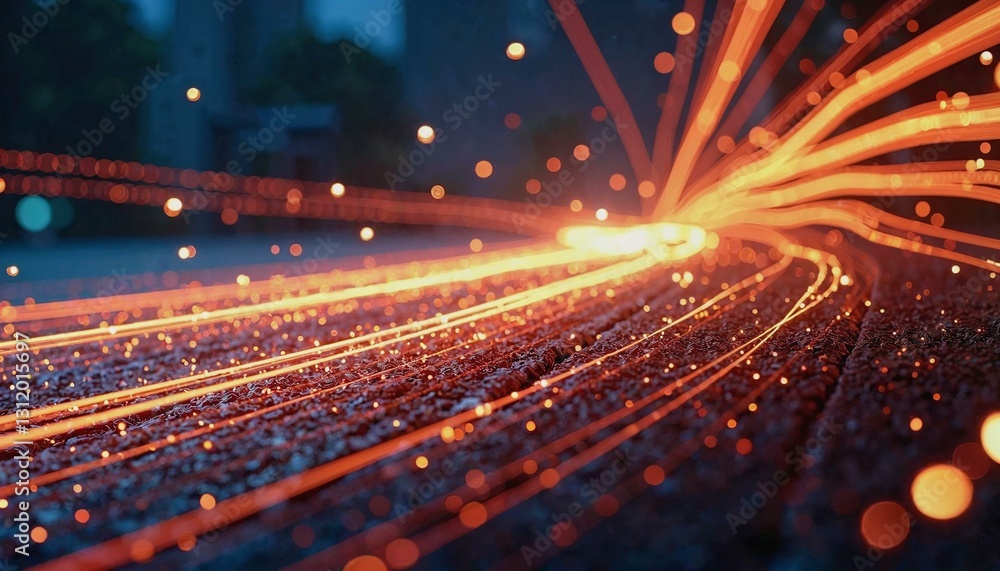 Poster mesmerizing abstract pattern of glowing light trails in vibrant colors