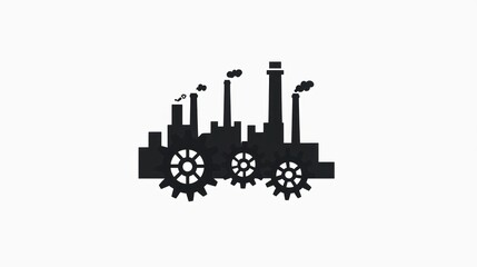 Obraz premium Industrial complex with gears, factory, production, machinery, industrial, manufacturing, silhouette, business