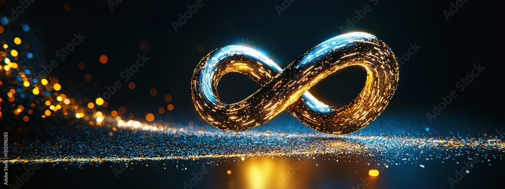 Poster a glowing infinity loop symbolizing the endless possibilities of ai.