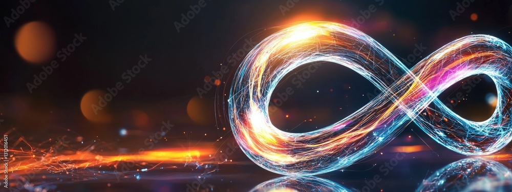 Poster a glowing infinity loop symbolizing the endless possibilities of ai.