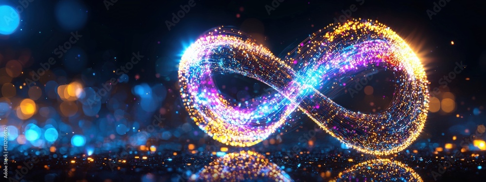 Poster a glowing infinity loop symbolizing the endless possibilities of ai.