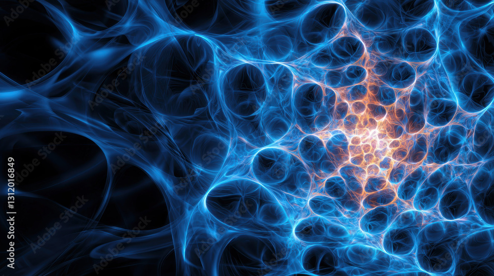 Poster mesmerizing blue and orange fractal pattern with intricate details