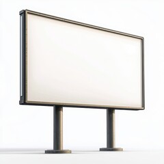 Blank Outdoor Advertising Billboard with Metal Frame, Isolated on Clear White Background