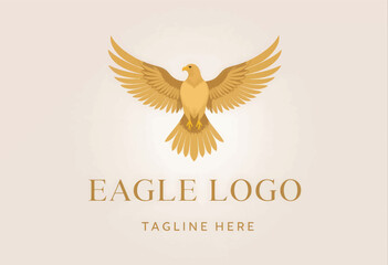 Fototapeta premium Golden eagle soars, wings spread logo design