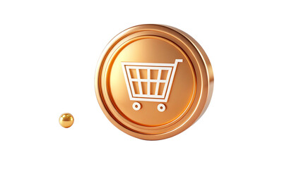 3D Shopping Cart Icon with Glossy Blue Gradient for E-commerce and Retail