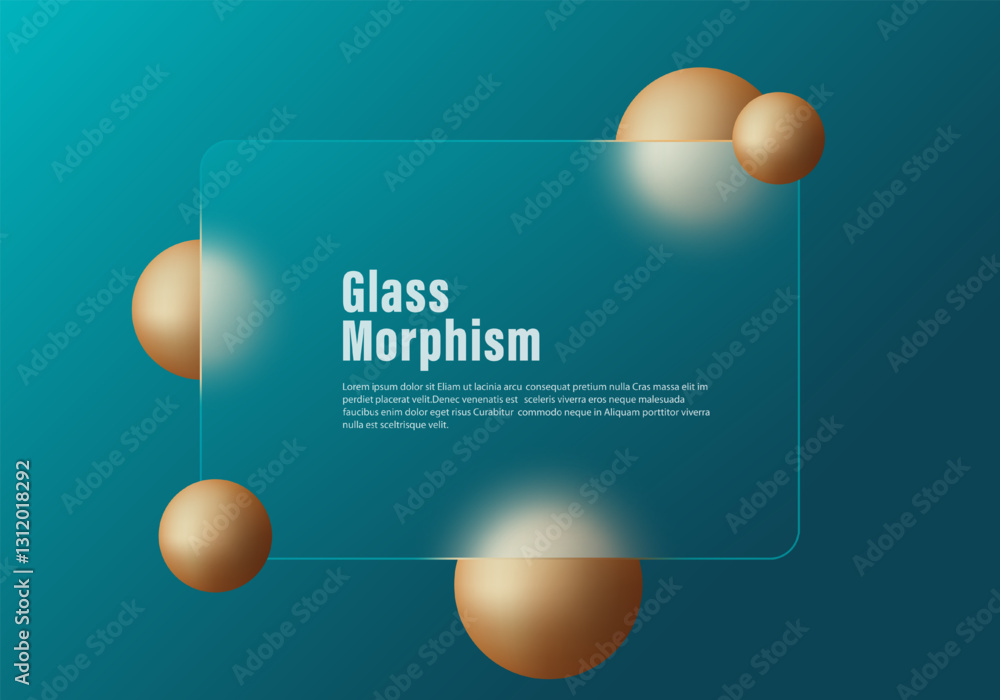 Poster website landing page template with glass morphism effect. presentation screen with glass overlay eff