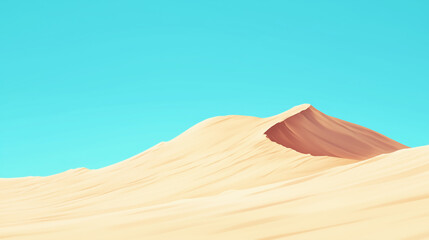 A golden sand dune rises against a deep blue sky, its surface rippled by the wind.