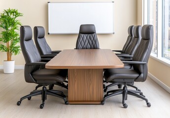 Spacious conference room with black office chairs and a whiteboard for productive meetings and collaborative discussions