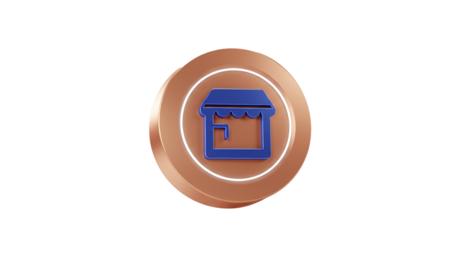 3D Business Store Icon – Modern Digital Shop Symbol