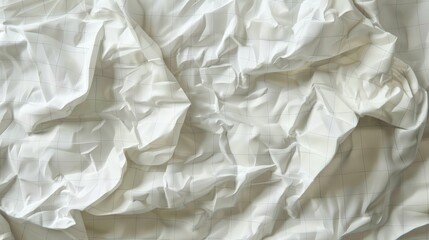a crumpled sheet of white paper with a faint grid design, depicted with high attention to detail. The texture should be realistic