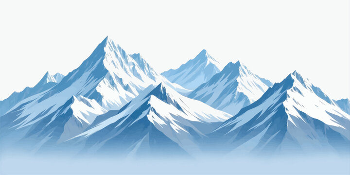 Pixelated majestic snowy mountain range landscape
