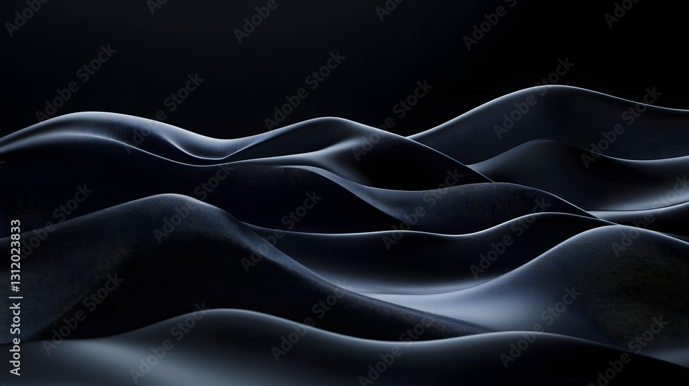 Poster abstract view of smooth dark wavy patterns in a landscape
