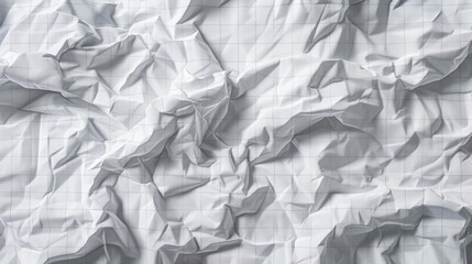 Obraz premium a detailed artistic rendering of crumpled white paper with a faint grid overlay, showcasing the realistic texture and depth of the folds. The lighting should add a dramatic effect