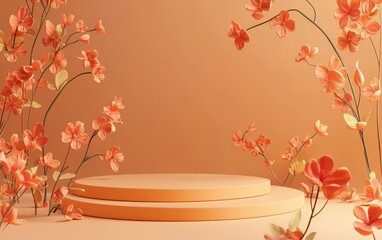 Spring 3D minimalistic orange background
