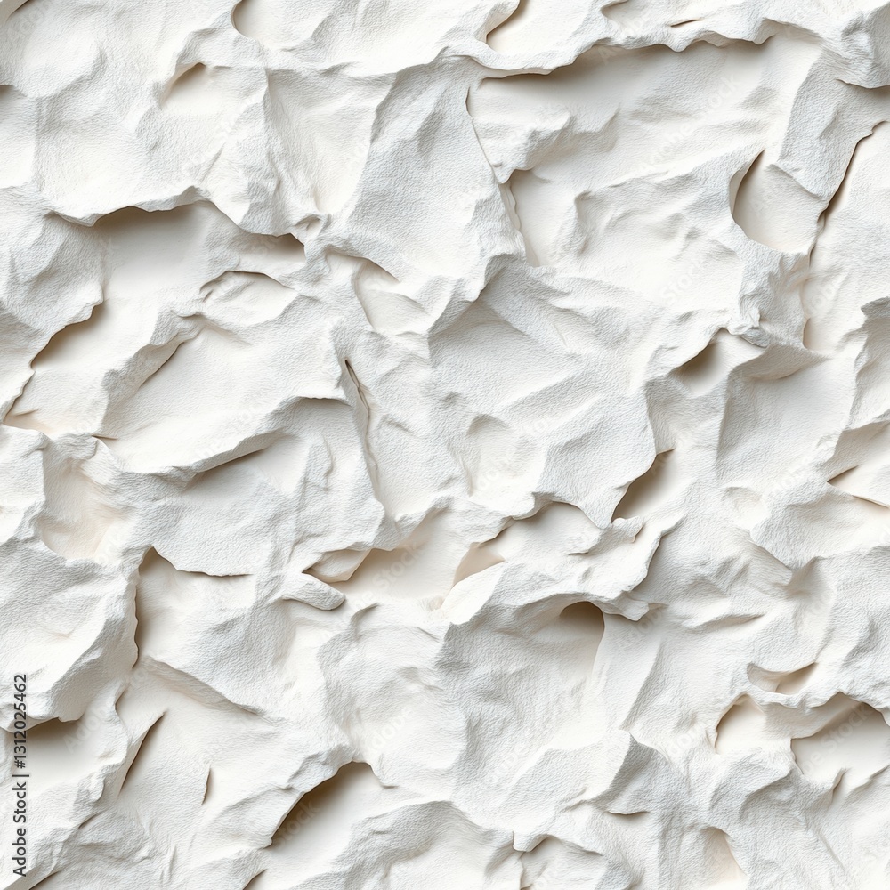 Poster seamless a textured white wall covered with numerous crumpled pieces of paper creating an artistic a