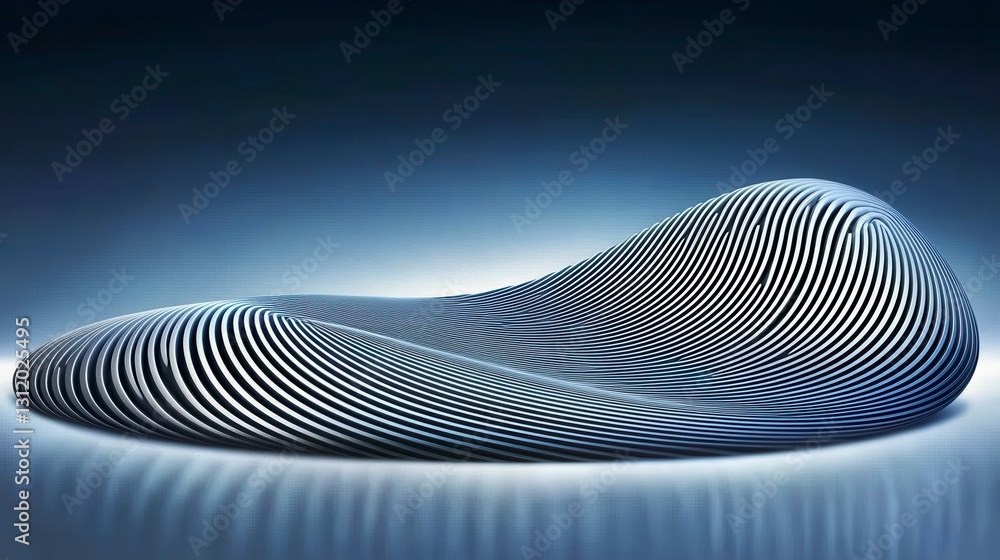 Poster abstract form with black and white pattern, illuminated against a dark background. organic shape wit