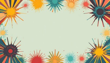 Obraz premium Colorful Starburst Frame Design with Retro Style and Light Green Background