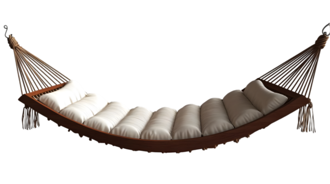 Relaxing Hammock with Cushions, Isolated on White Background