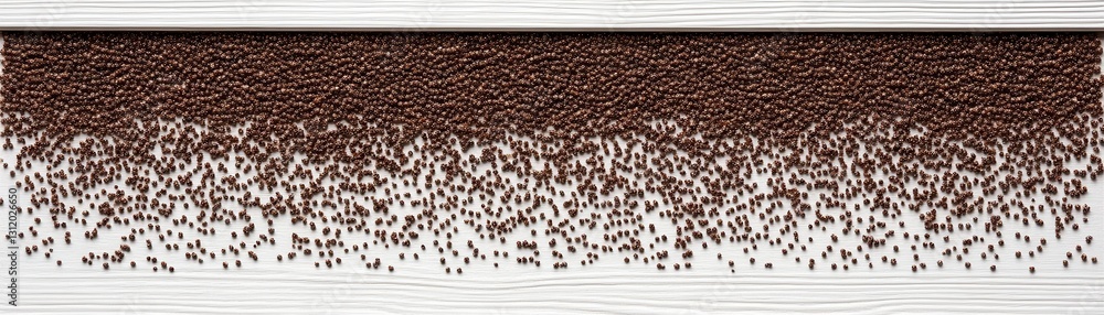 Poster abstract image featuring a gradient of dark brown and white speckles within a rectangular frame, cre