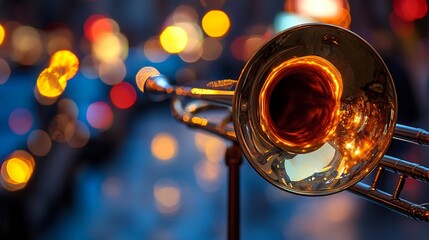 Jazzy trumpet in city lights