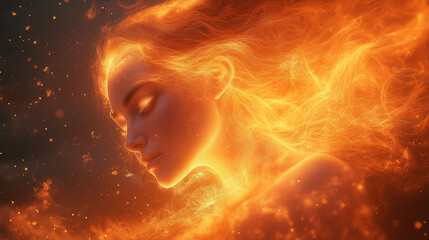 Healthy Vibrant Orange Glow, bathed in Gentle Light with Abstract depictions of Bliss and Mental Serenity, radiating Warmth and Uplifting Energy