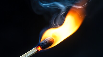 Lit matchstick with smoke