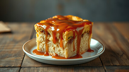 Irish Cream Bread Pudding with Velvety Caramel Drizzle,  sweet,  egg-based