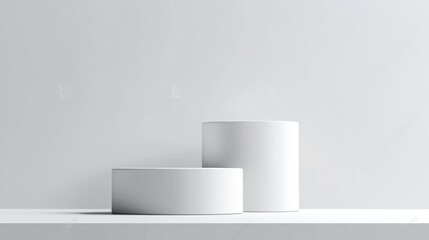 Minimalist White Cylindrical Display Stand Product Presentation Platform Mockup Background