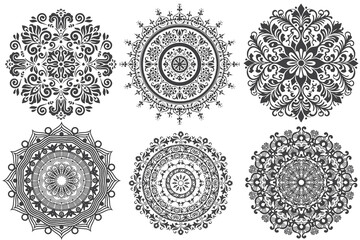 A collection of beautifully designed mandala patterns, perfect for decorative, spiritual, and artistic uses. These detailed mandala designs can be used for wallpapers, tattoos, coloring books.