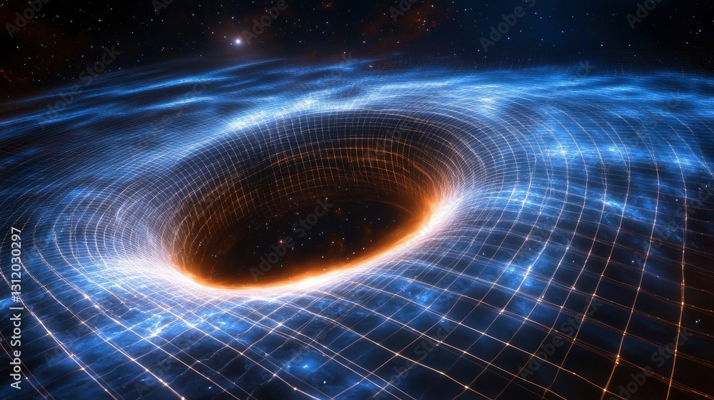 Wall mural wormhole in spacetime a digital rendering of a gravitational singularity