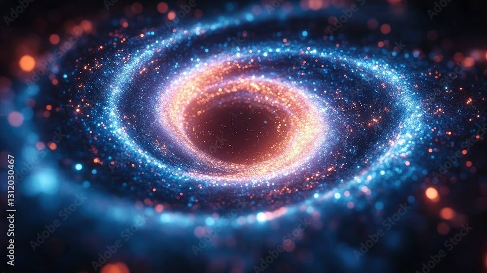 Wall mural cosmic swirl abstract galaxy nebula with glowing particles