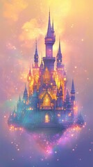 Fantasy castle in a magical, dreamy sky.