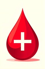 Fototapeta premium World Blood Donor Day. Red drop with medical cross inside. White Background