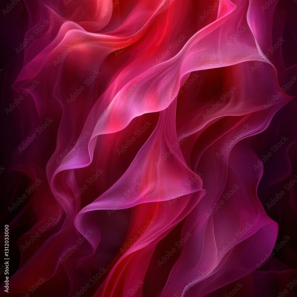 Aufkleber abstract image of flowing crimson and fuchsia fabric with varying tones and textures. the dark backg
