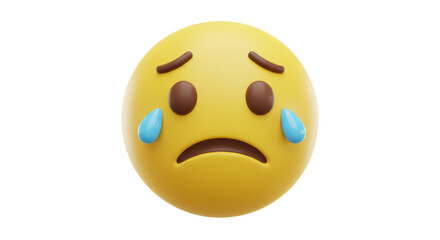 Fototapeta premium Crying Emoji Face with Tears Sadness and Emotional Expression