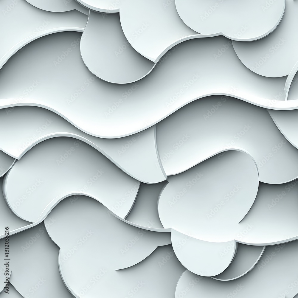 Poster seamless elegant white wave pattern on a smooth surface creating a calming and sophisticated visual 