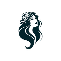 Clean and modern silhouette of a woman's head with stylized features