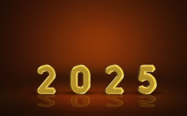 Golden 2025 numbers with festive New Year background