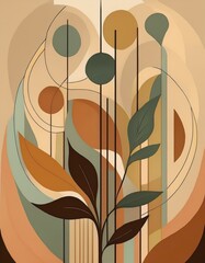 wallpaper illustration of abstract organic shapes in earthy color tones
