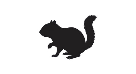 Squirrel Silhouette Illustration Isolated on White Background Ideal for Wildlife Designs