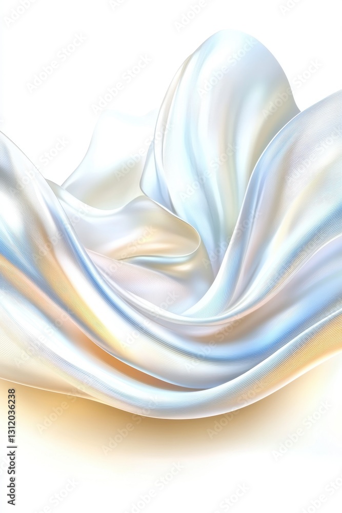 Aufkleber abstract image of flowing, iridescent fabric. white and gold hues create a dynamic, elegant feel. th